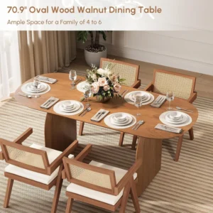 Modern Minimalist 70.9"  Oval Solid Pine Dining Table