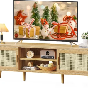 Boho Rattan Stand for 65 Inch TV, Entertainment Center