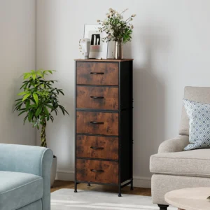 48IN With 5 Fabric Drawers Nightstand. Steel Frame