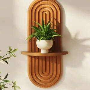 Boho Mid Century Modern Bamboo Floating Shelves