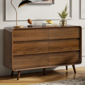 6 Drawer Mid Century Modern Wood Dresser