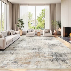 9x12 Washable Abstract Area Rug, Non-Slip Backing